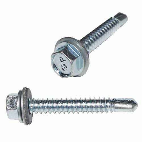 TEKSH122 #12 X 2" HWH Sheeting, Self-Drilling Screw, w/Bonded Washer, Zinc